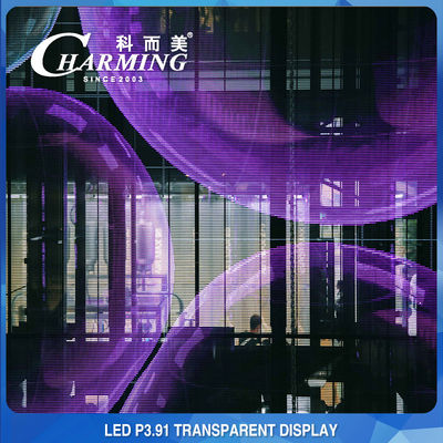 مركز تسوق إعلان P3.91 شفاف LED جدار فيديو 4K داخلي