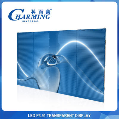 Shopping Mall 3D شاشة LED زجاجية للإعلان P3.91 شاشة عرض فيديو LED شفافة