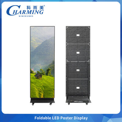 شاشة حائط فيديو LED داخلية قابلة للطي P1.86 P2 P2.5 مع مساحة تعبئة أقل بنسبة 25% وعجلات عالمية بزاوية 360 درجة لسهولة الحركة