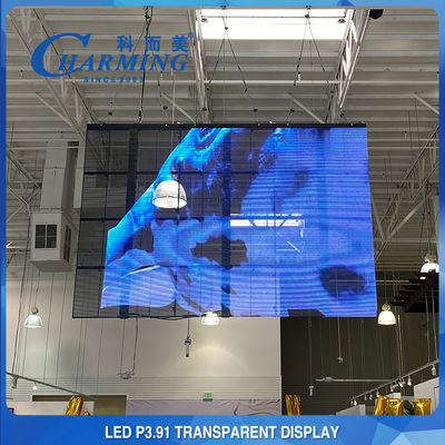 3D P3.91-7.8 شفاف LED فيديو الجدار الزجاجي الشاشة مادة الألومنيوم المصبوب