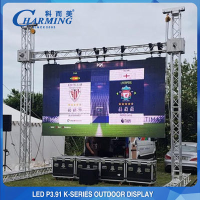 الحفلات الموسيقية P3.91 الخارجية LED شاشة الجدار IP65 256x128 الشكل المنحني